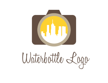 skyscrapers in camera lens photography logo