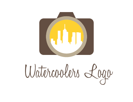 skyscrapers in camera lens photography logo