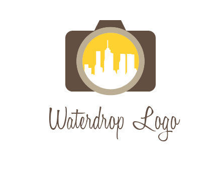 skyscrapers in camera lens photography logo