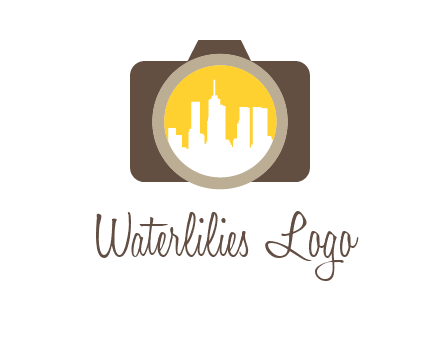 skyscrapers in camera lens photography logo