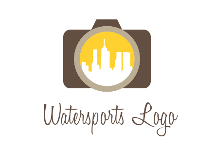 skyscrapers in camera lens photography logo