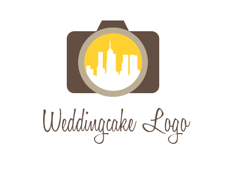 skyscrapers in camera lens photography logo