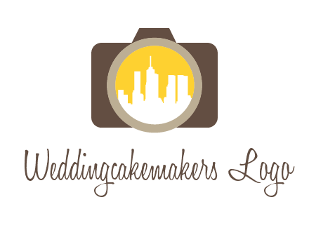 skyscrapers in camera lens photography logo