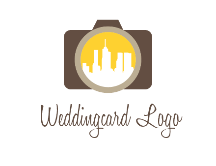 skyscrapers in camera lens photography logo