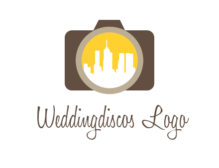 skyscrapers in camera lens photography logo