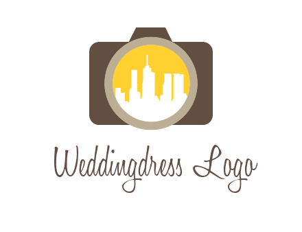 skyscrapers in camera lens photography logo