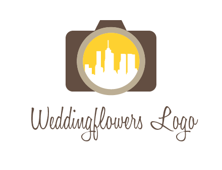 skyscrapers in camera lens photography logo