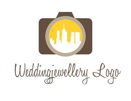 skyscrapers in camera lens photography logo