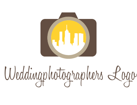 skyscrapers in camera lens photography logo