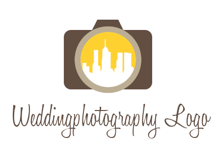 skyscrapers in camera lens photography logo