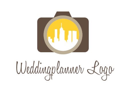 skyscrapers in camera lens photography logo