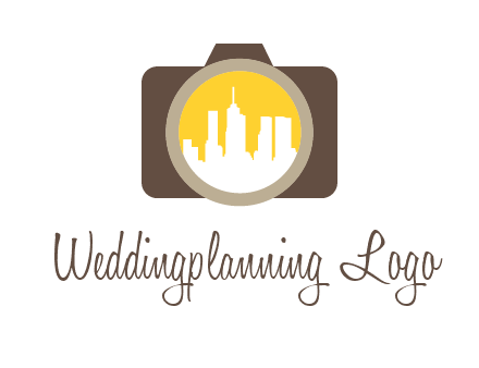 skyscrapers in camera lens photography logo