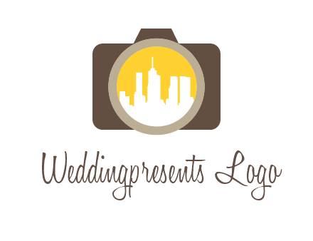 skyscrapers in camera lens photography logo