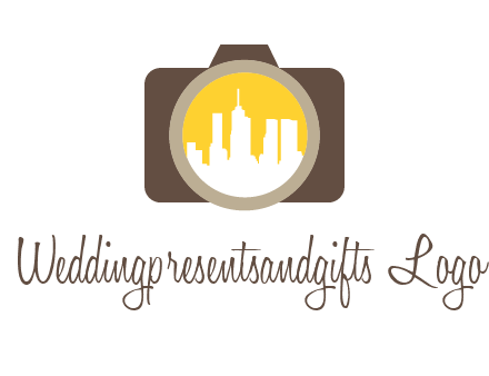 skyscrapers in camera lens photography logo