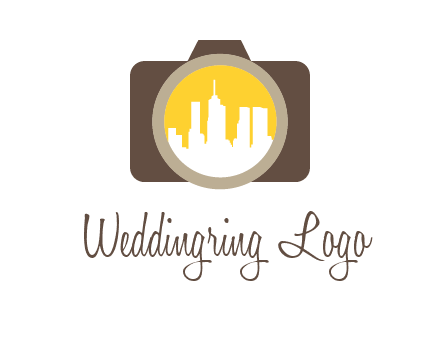 skyscrapers in camera lens photography logo