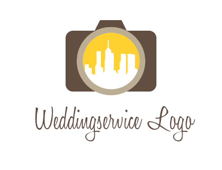 skyscrapers in camera lens photography logo