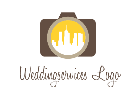 skyscrapers in camera lens photography logo