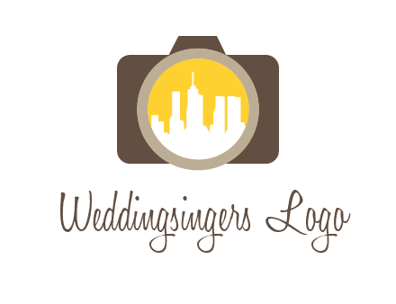 skyscrapers in camera lens photography logo
