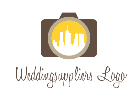 skyscrapers in camera lens photography logo