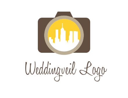 skyscrapers in camera lens photography logo