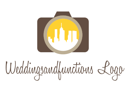 skyscrapers in camera lens photography logo