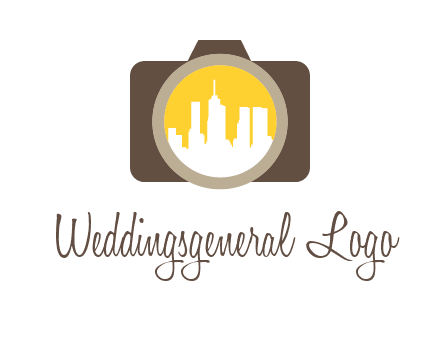 skyscrapers in camera lens photography logo