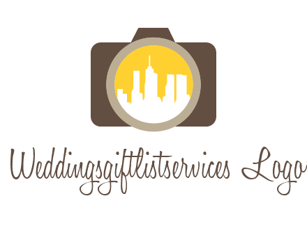 skyscrapers in camera lens photography logo