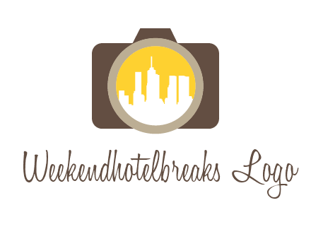 skyscrapers in camera lens photography logo