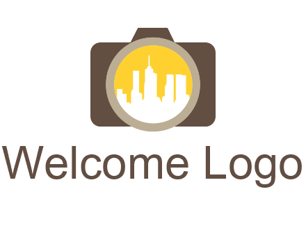 skyscrapers in camera lens photography logo