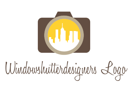 skyscrapers in camera lens photography logo