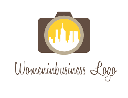 skyscrapers in camera lens photography logo