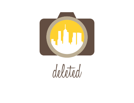skyscrapers in camera lens photography logo
