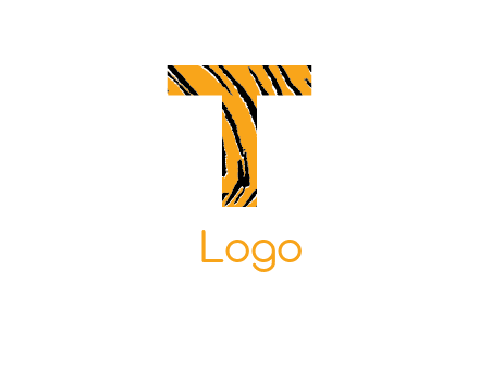 letter T with tiger pattern logo