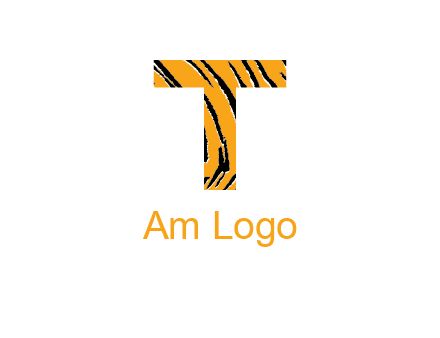 letter T with tiger pattern logo