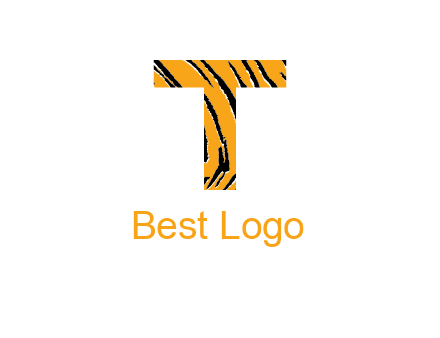 letter T with tiger pattern logo