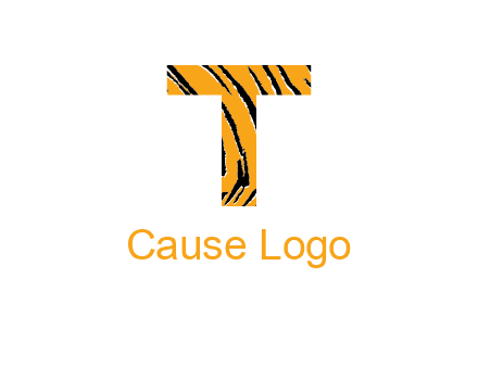 letter T with tiger pattern logo