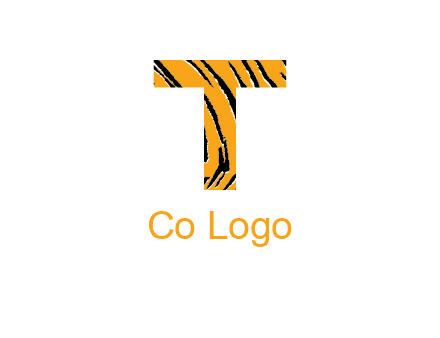 letter T with tiger pattern logo