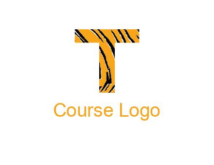 letter T with tiger pattern logo