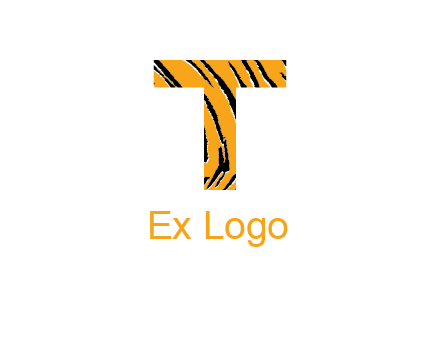 letter T with tiger pattern logo