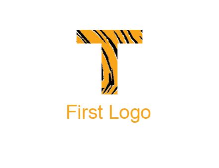 letter T with tiger pattern logo