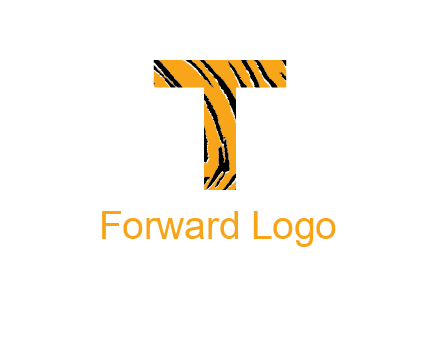 letter T with tiger pattern logo