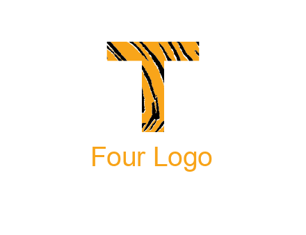 letter T with tiger pattern logo