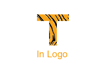 letter T with tiger pattern logo