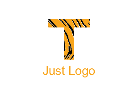 letter T with tiger pattern logo
