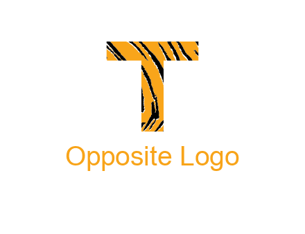 letter T with tiger pattern logo
