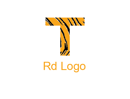 letter T with tiger pattern logo