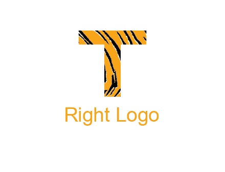letter T with tiger pattern logo