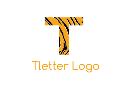 letter T with tiger pattern logo