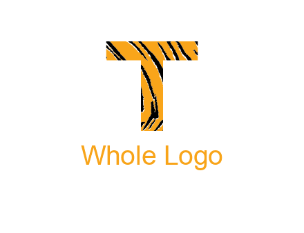 letter T with tiger pattern logo