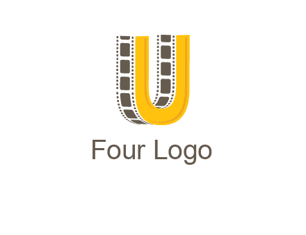 letter U incorporated with film reel logo
